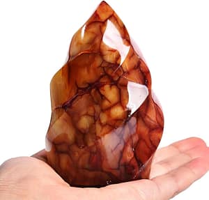 AMOYSTONE Red Agate Flame Shaped Stone Tower AMOYSTONE Red Agate Flame Shaped Stone Tower